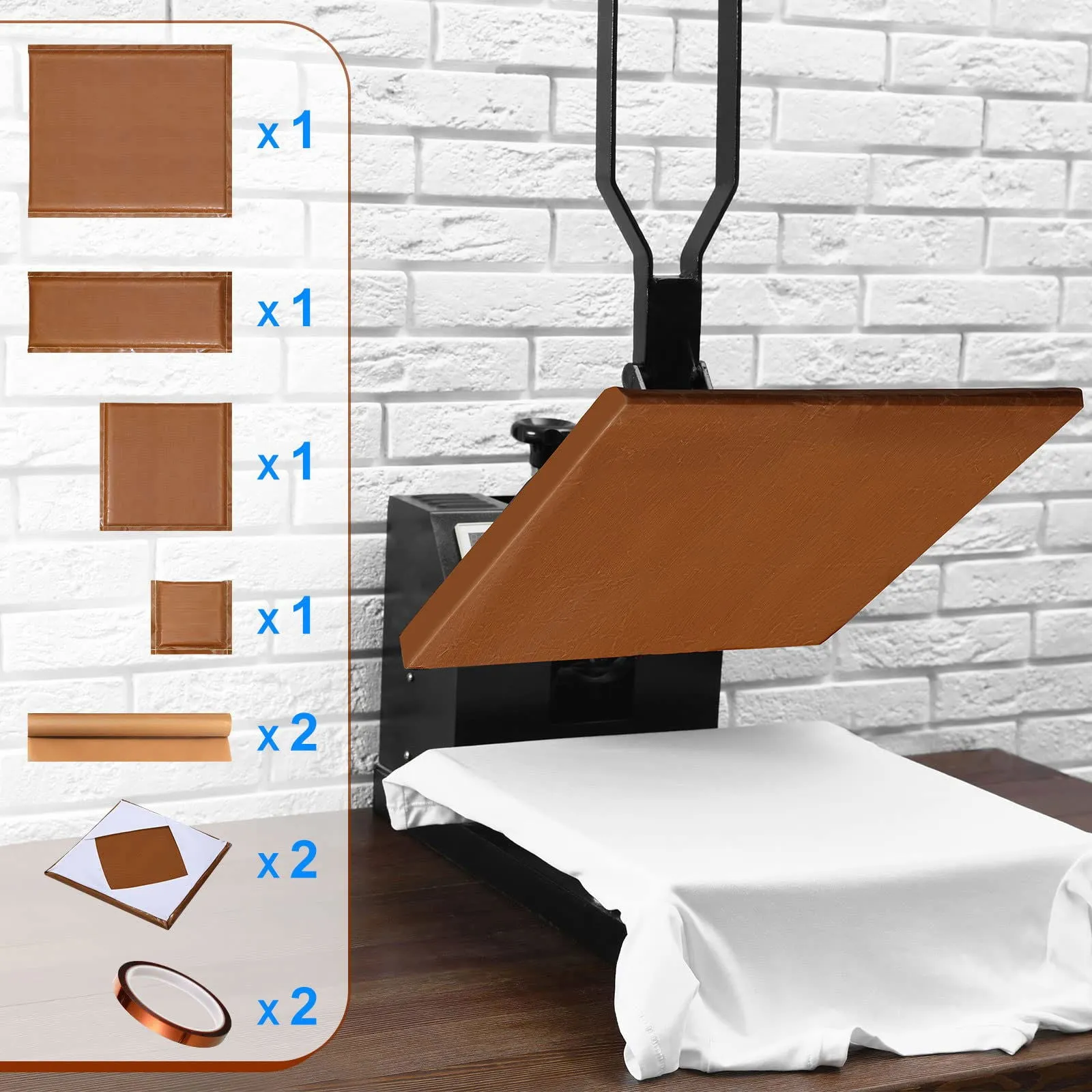 10 Pcs Heat Press Pillow Bundle Tools Kit, Include 4 Sizes Heat Pressing Transfer Pillow Mat, 2 Heat Press Platen Wrap Cover, 2 Heat Transfer Sheet,