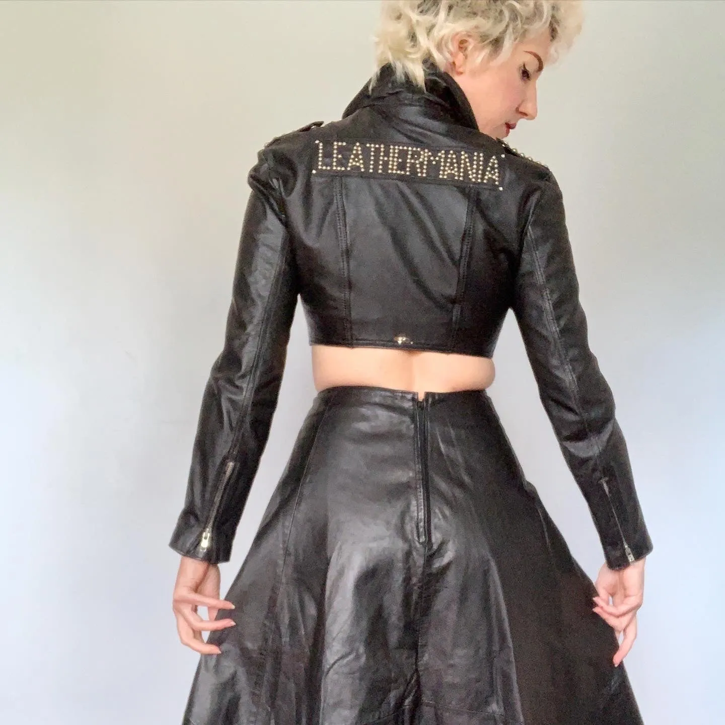1980s / 1990s LEATHERMANIA Ultra Fitted & Cropped Hand Customized Leather Jacket