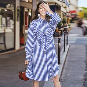 8GIRLS DESIGN OVERSIZED SHIRT DRESS IN BLUE STRIPE