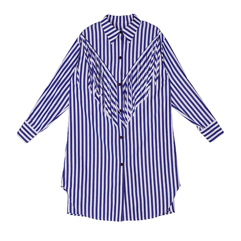 8GIRLS DESIGN OVERSIZED SHIRT DRESS IN BLUE STRIPE
