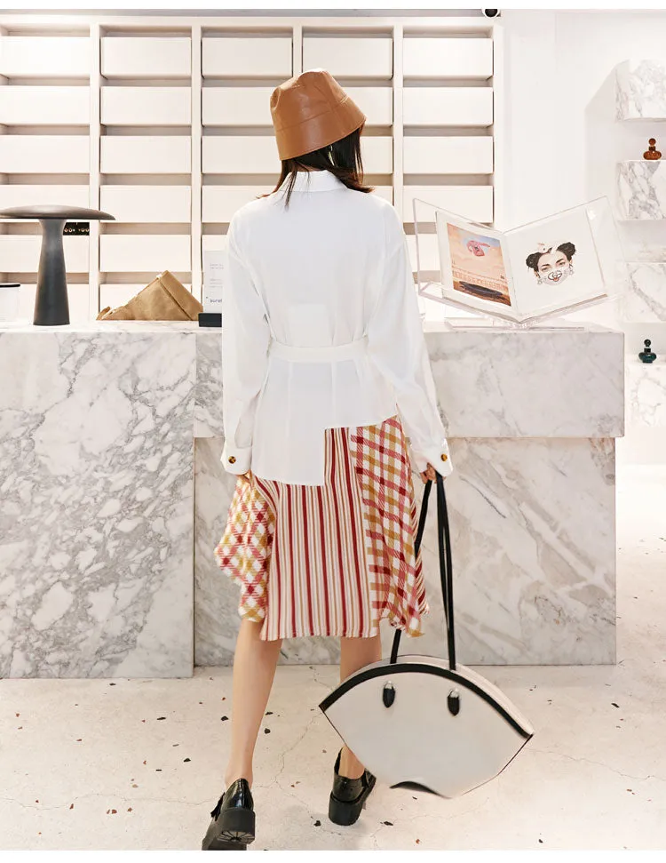 8GIRLS TIE WAIST CONTRAST SHIRT DRESS IN MULTI