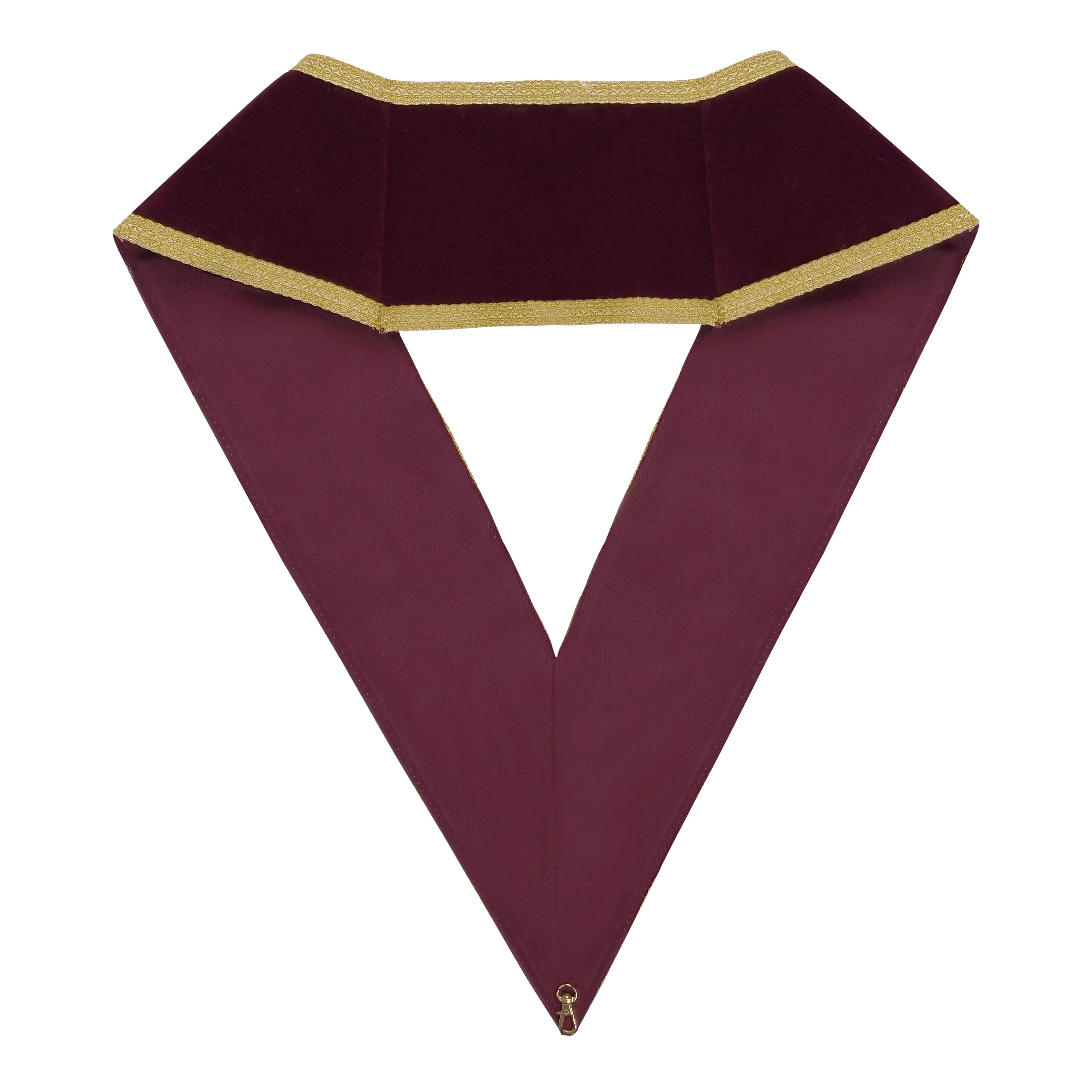 95th Degree Memphis Misraim French Regulation Collar - Burgundy Velvet With Gold Braid