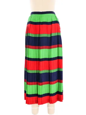 Accordion Pleated Striped Silk Skirt