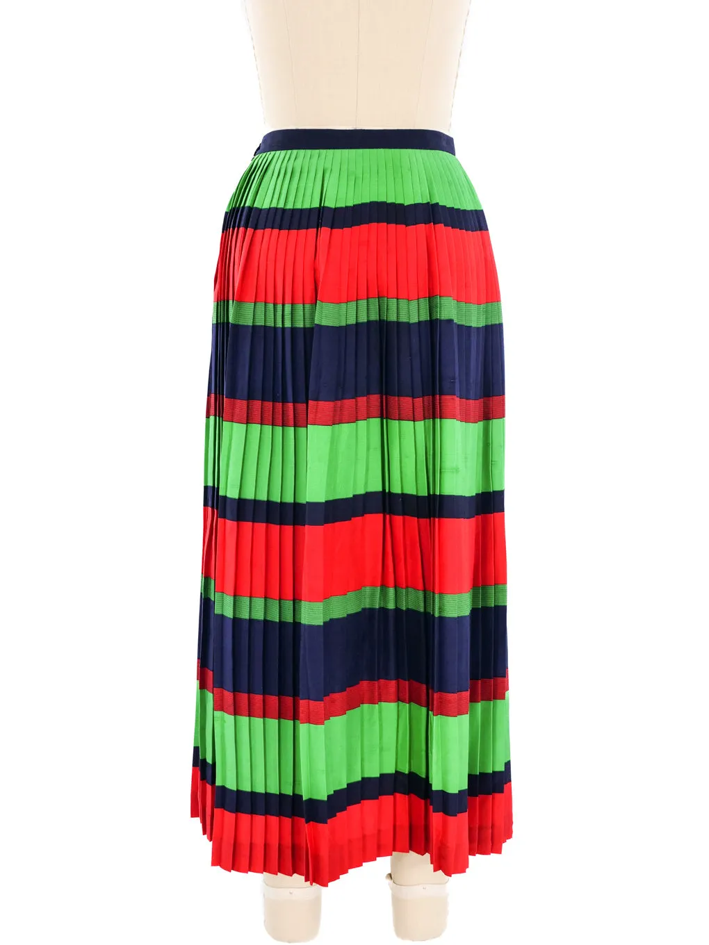 Accordion Pleated Striped Silk Skirt