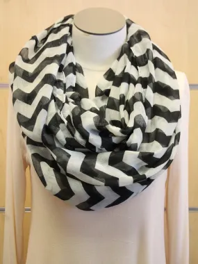 ADO | Infinity Black and Mint Tint Chevron Scarf