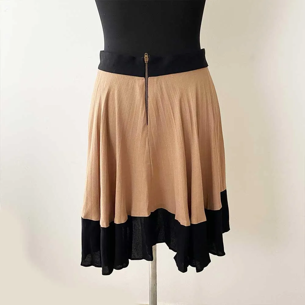 A.L.C “Helene” Tan Black Pleated Skirt