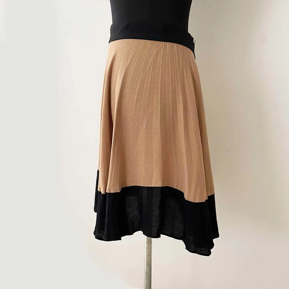 A.L.C “Helene” Tan Black Pleated Skirt