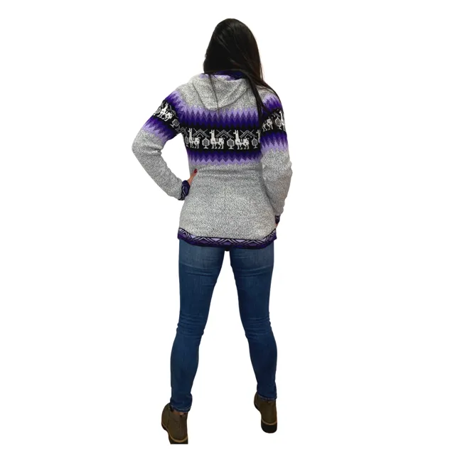 Alpaca Blend Zip Up Hooded Sweatshirt