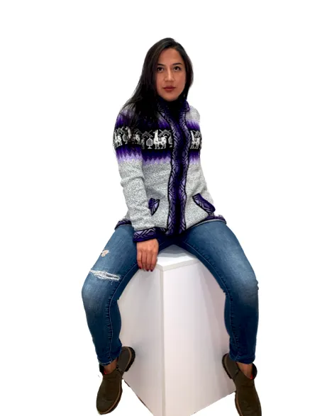 Alpaca Blend Zip Up Hooded Sweatshirt