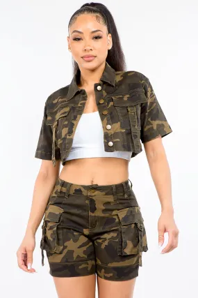 American Bazi Camo Cropped Jacket