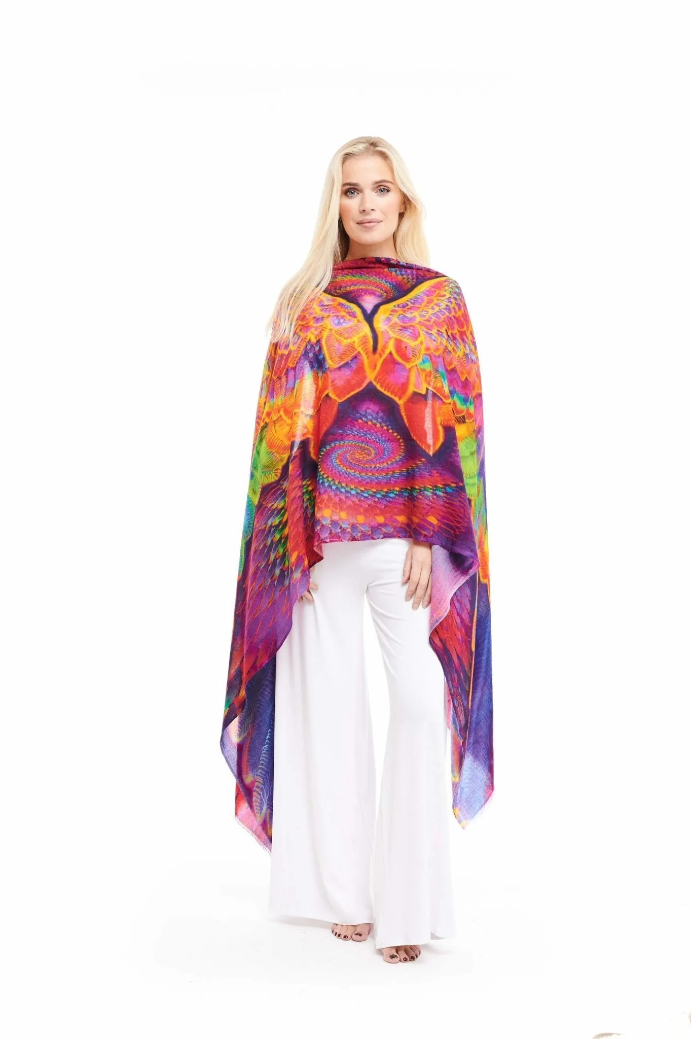 ANGEL WINGS CASHMERE DHARMA SHAWL - RAINBOW