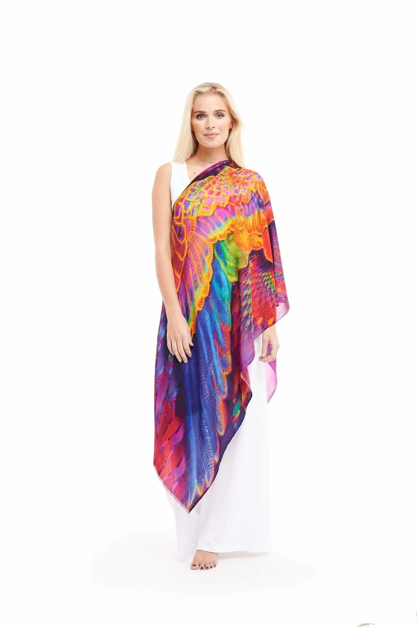 ANGEL WINGS CASHMERE DHARMA SHAWL - RAINBOW