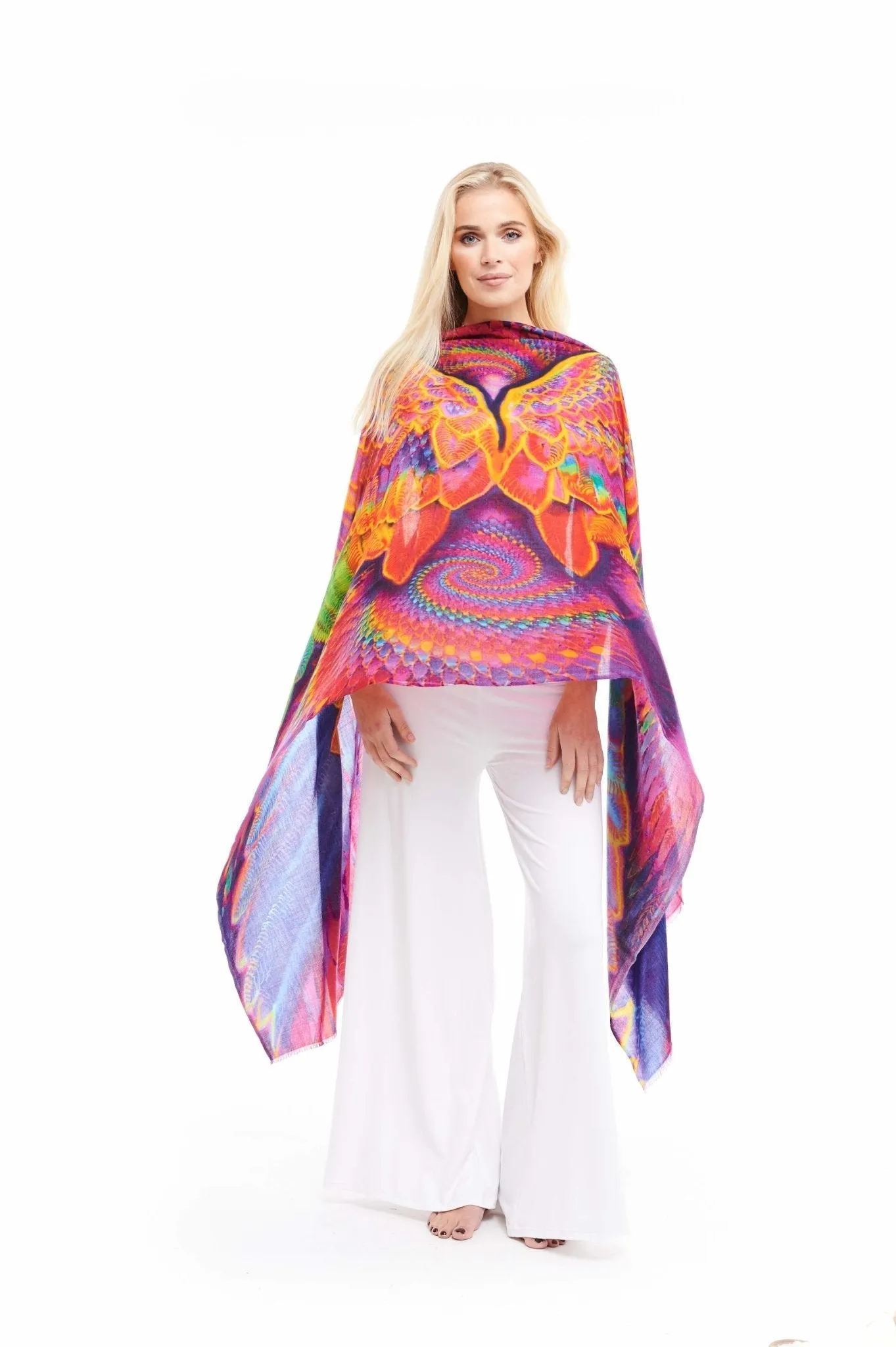ANGEL WINGS CASHMERE DHARMA SHAWL - RAINBOW