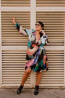 Annalee multi print wrap dress ONE SIZE UK22 left