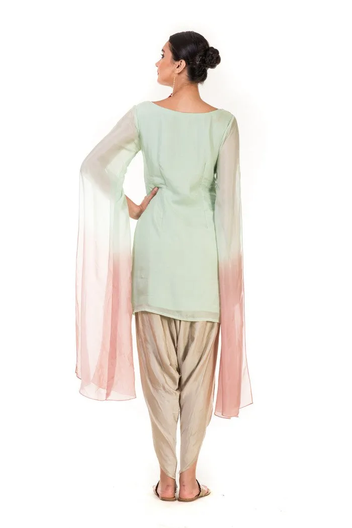 Anushree Agarwal Green and Dusty Pink Tunic with Dhoti Pants