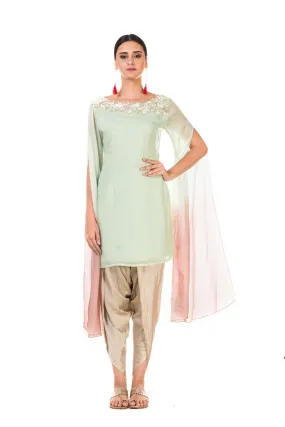 Anushree Agarwal Green and Dusty Pink Tunic with Dhoti Pants