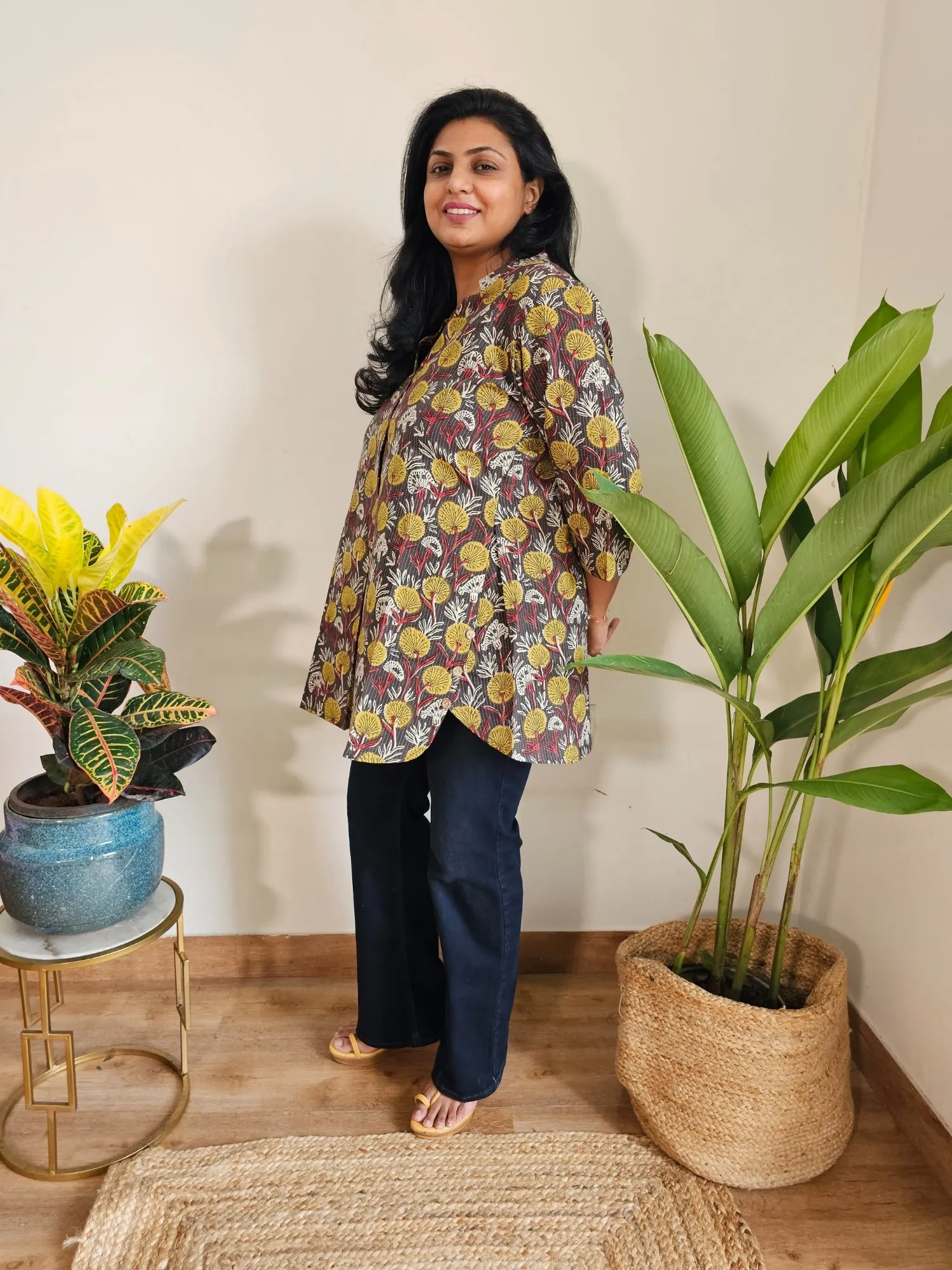 Anya Cotton Kantha Work Tunic Top