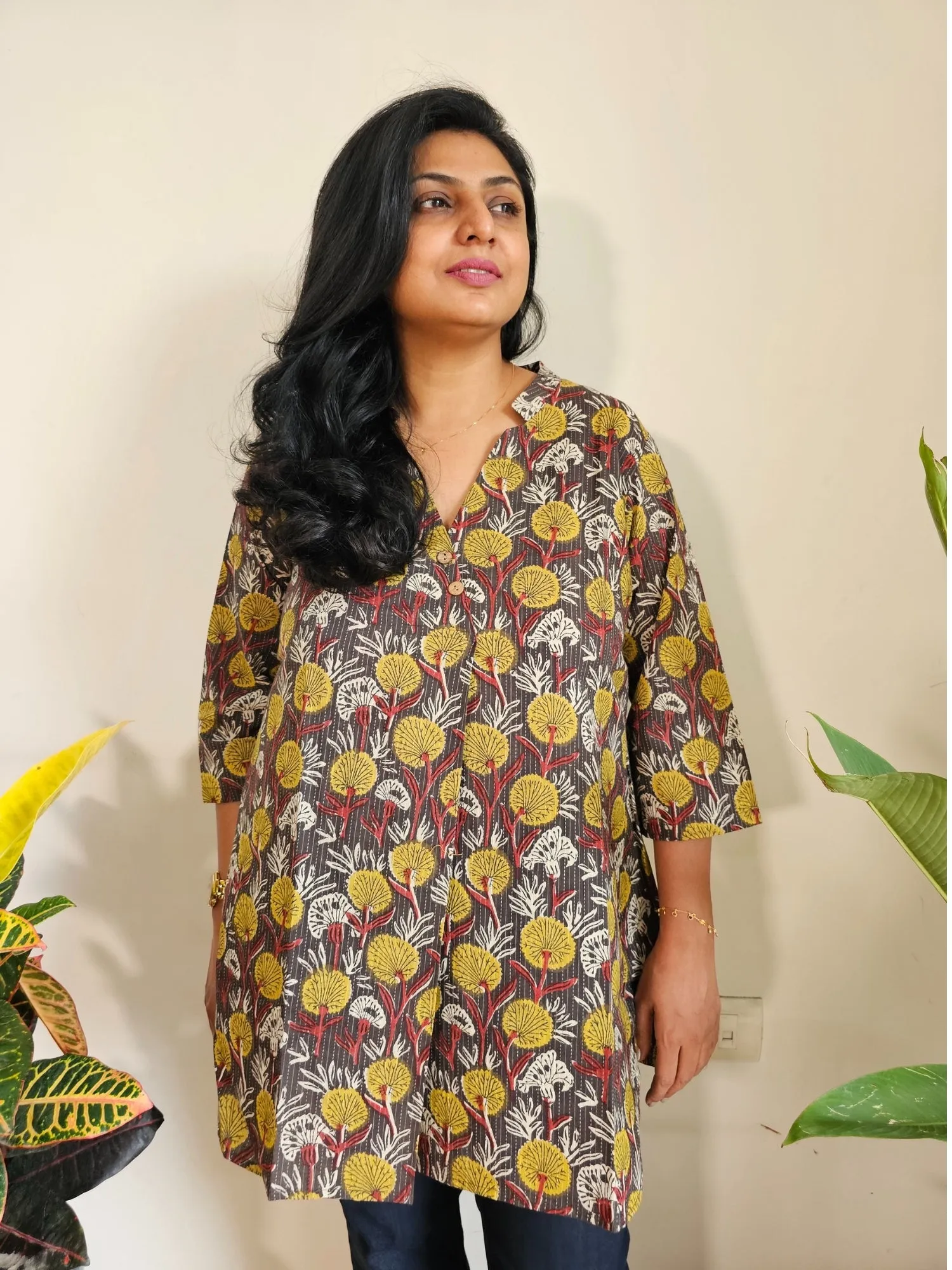 Anya Cotton Kantha Work Tunic Top