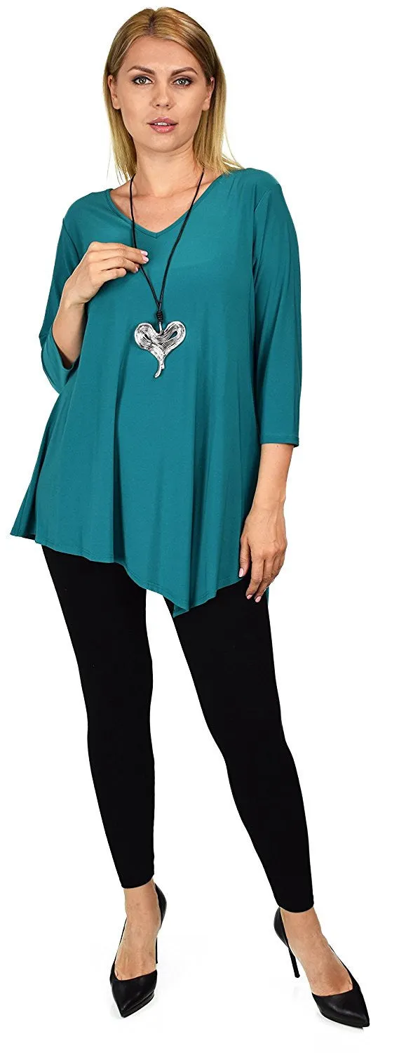 Asymmetrical Peek a Boo Tunic Blouse Top |Reg & Plus Sizes
