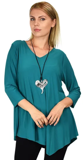 Asymmetrical Peek a Boo Tunic Blouse Top |Reg & Plus Sizes