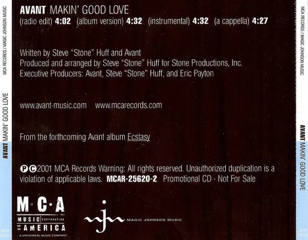 Avant (2) - Makin' Good Love (CD, Single, Promo) (NM or M-)