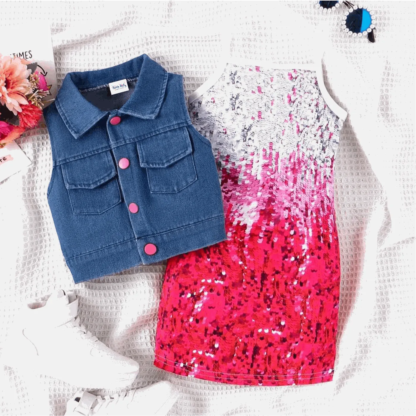 Avant-garde Lapel Suit Dress - Toddler Girl (2Pcs)
