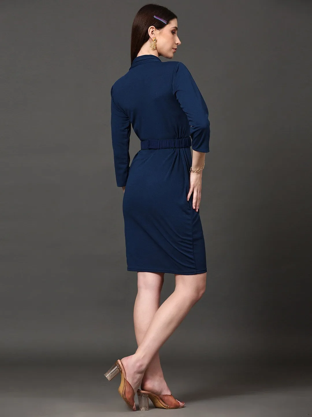 Azure Elegance Sheath Dress