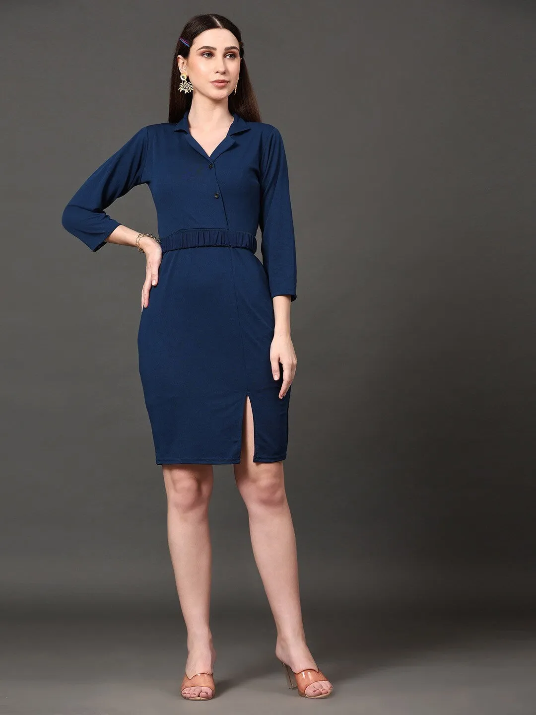 Azure Elegance Sheath Dress