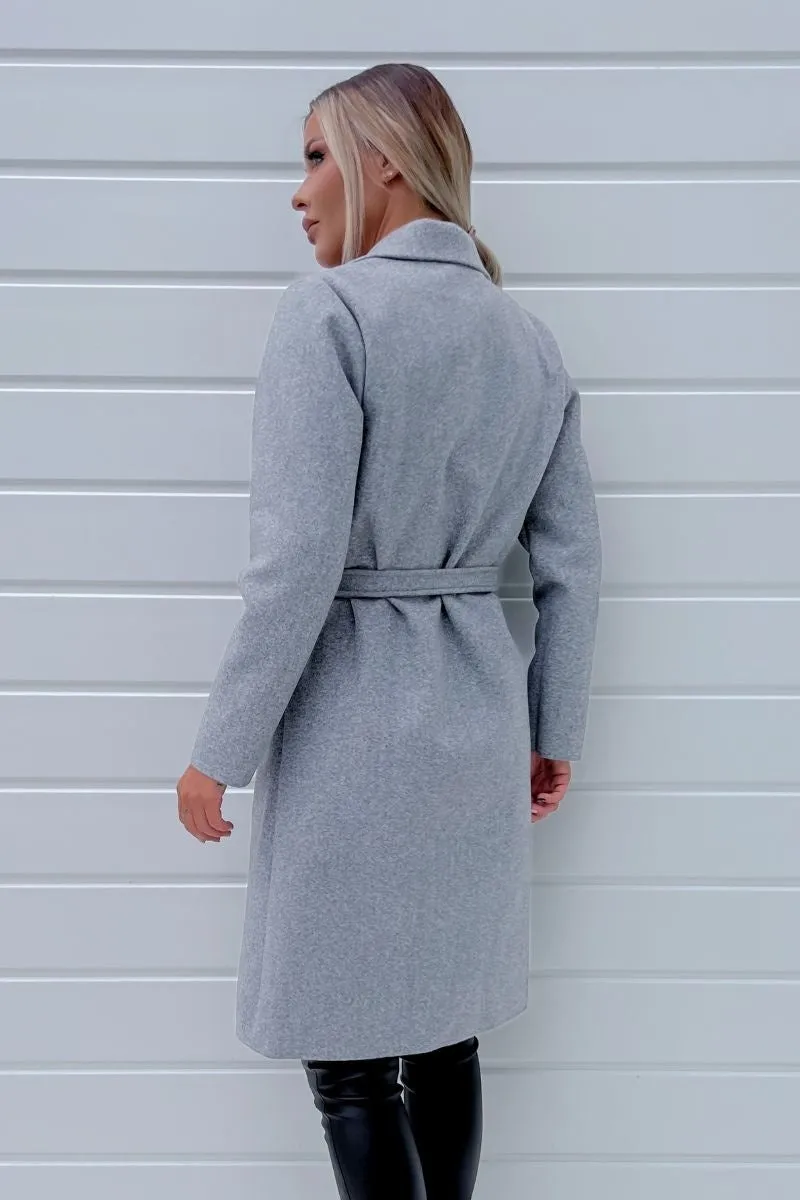 Belted Longline Wool Look Coat