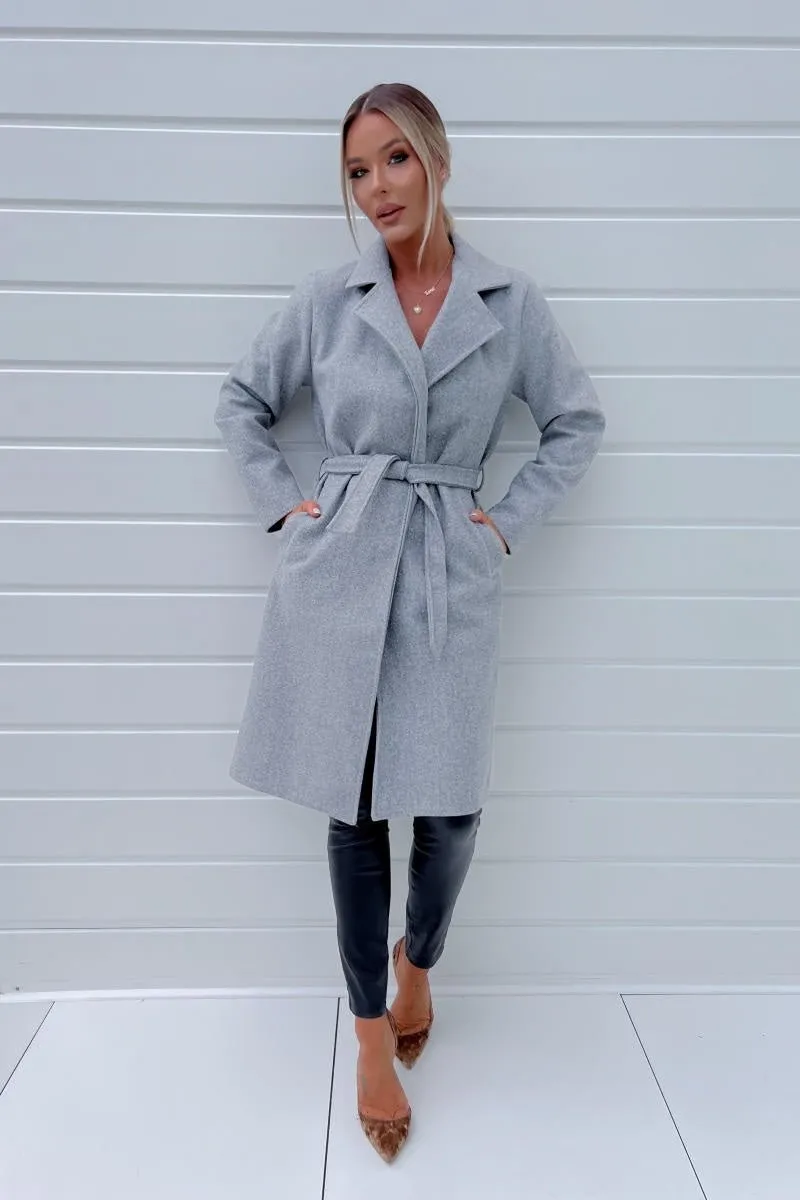 Belted Longline Wool Look Coat