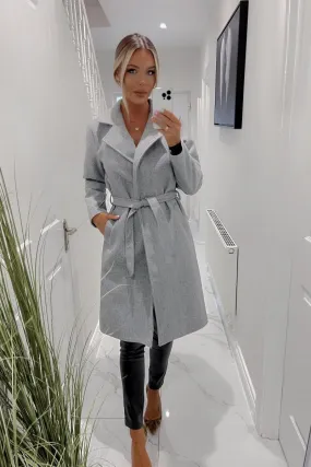 Belted Longline Wool Look Coat