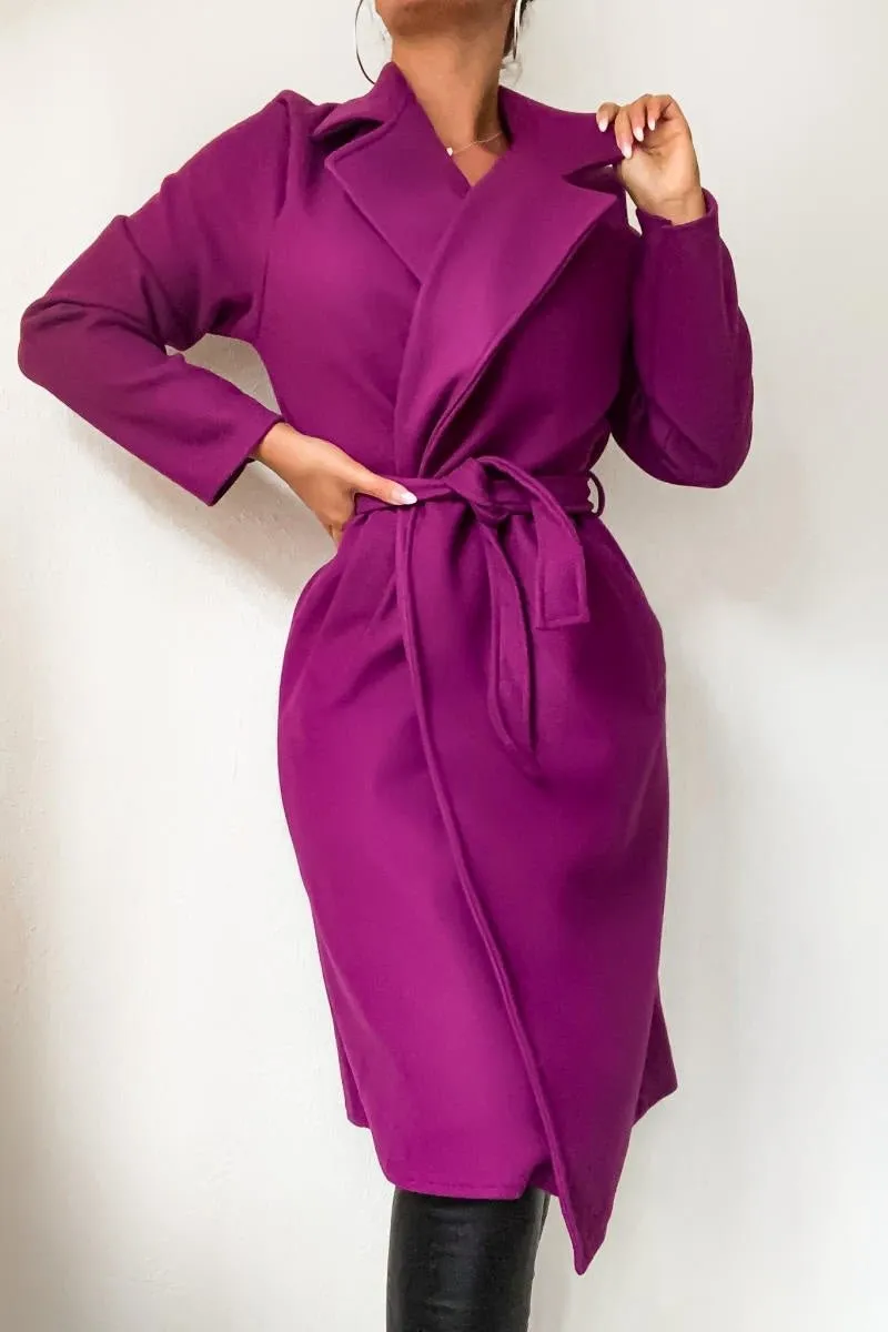 Belted Longline Wool Look Coat