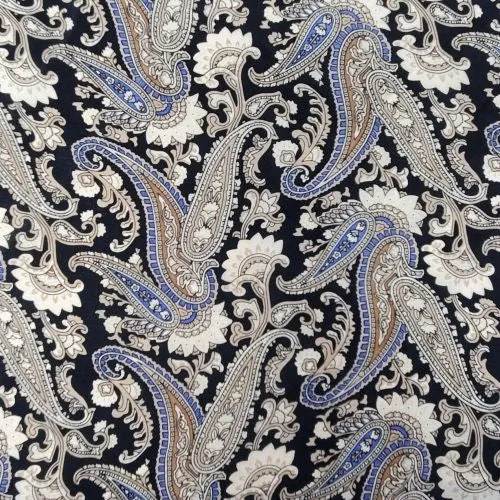 Black & Tan Paisley Silk Scarf