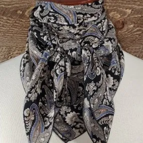 Black & Tan Paisley Silk Scarf