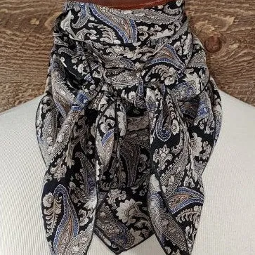 Black & Tan Paisley Silk Scarf