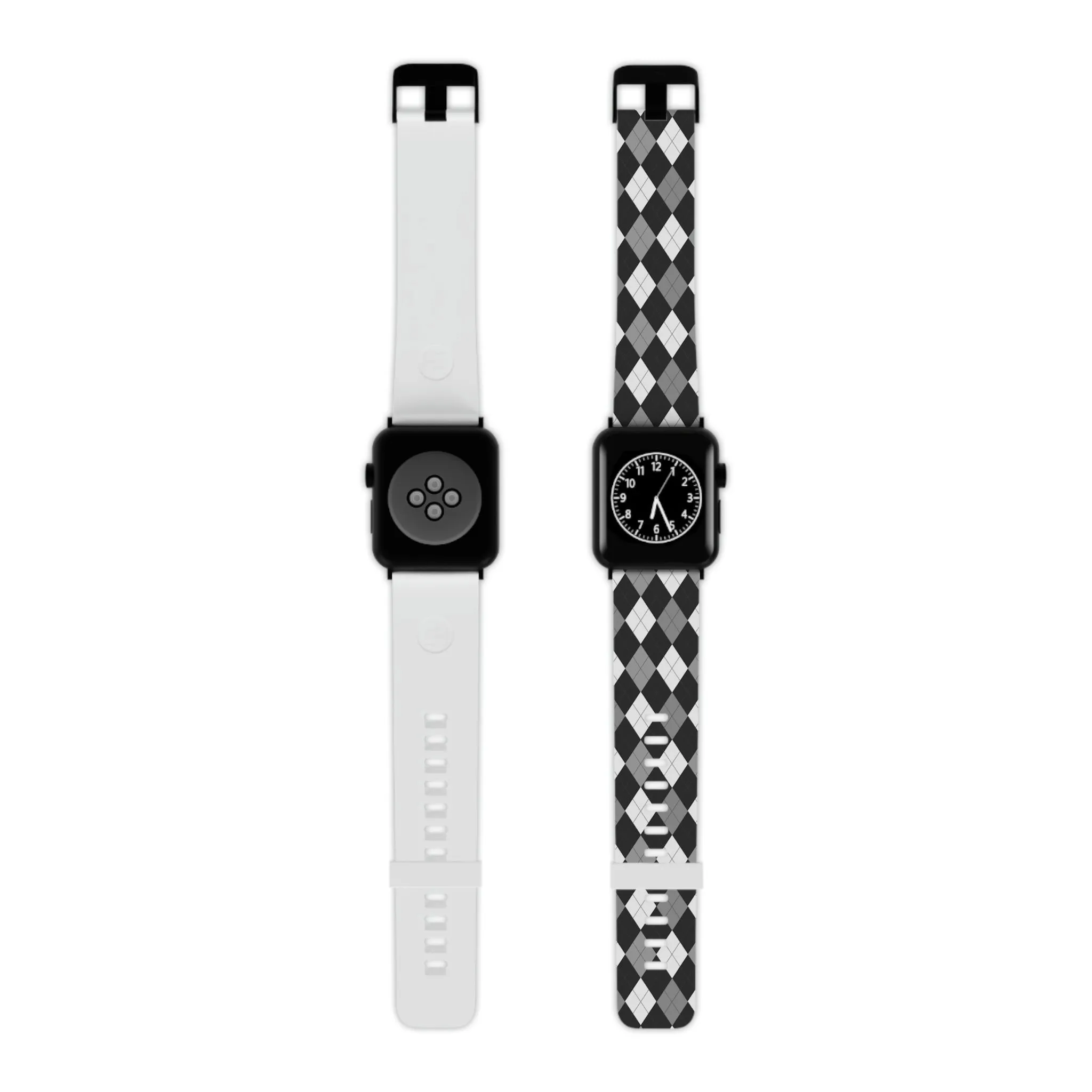 Black and White Argyle Thermo Elastomer Watch Band for Apple Watch