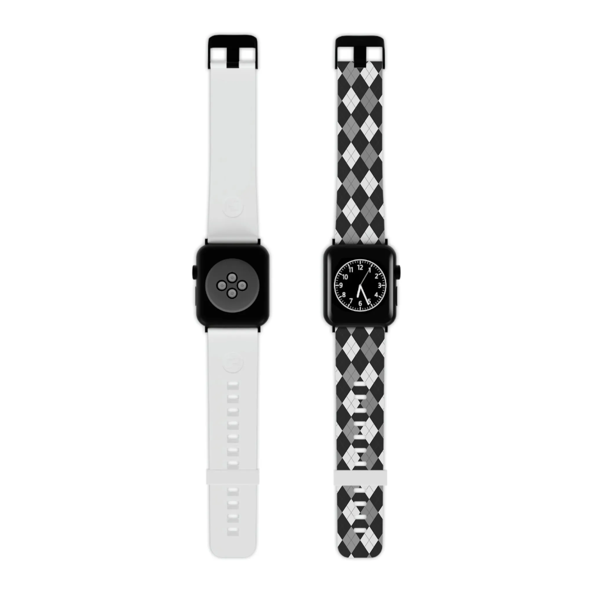 Black and White Argyle Thermo Elastomer Watch Band for Apple Watch
