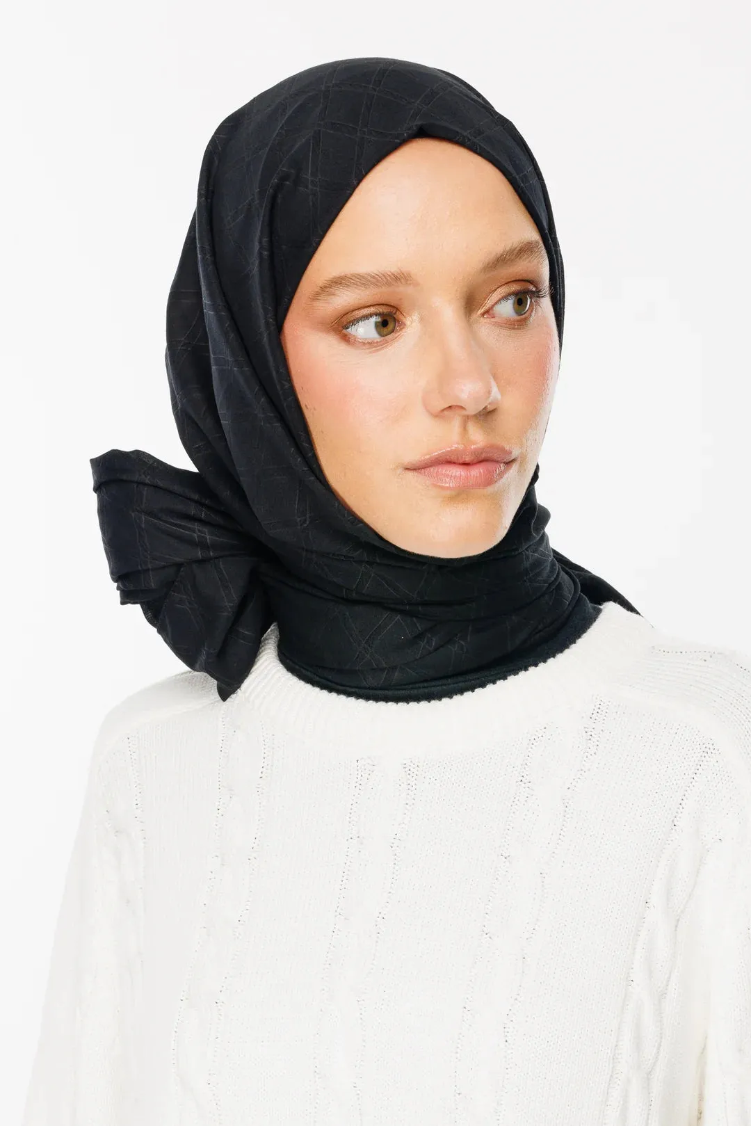 Black Bamboo Jacquard Hijab