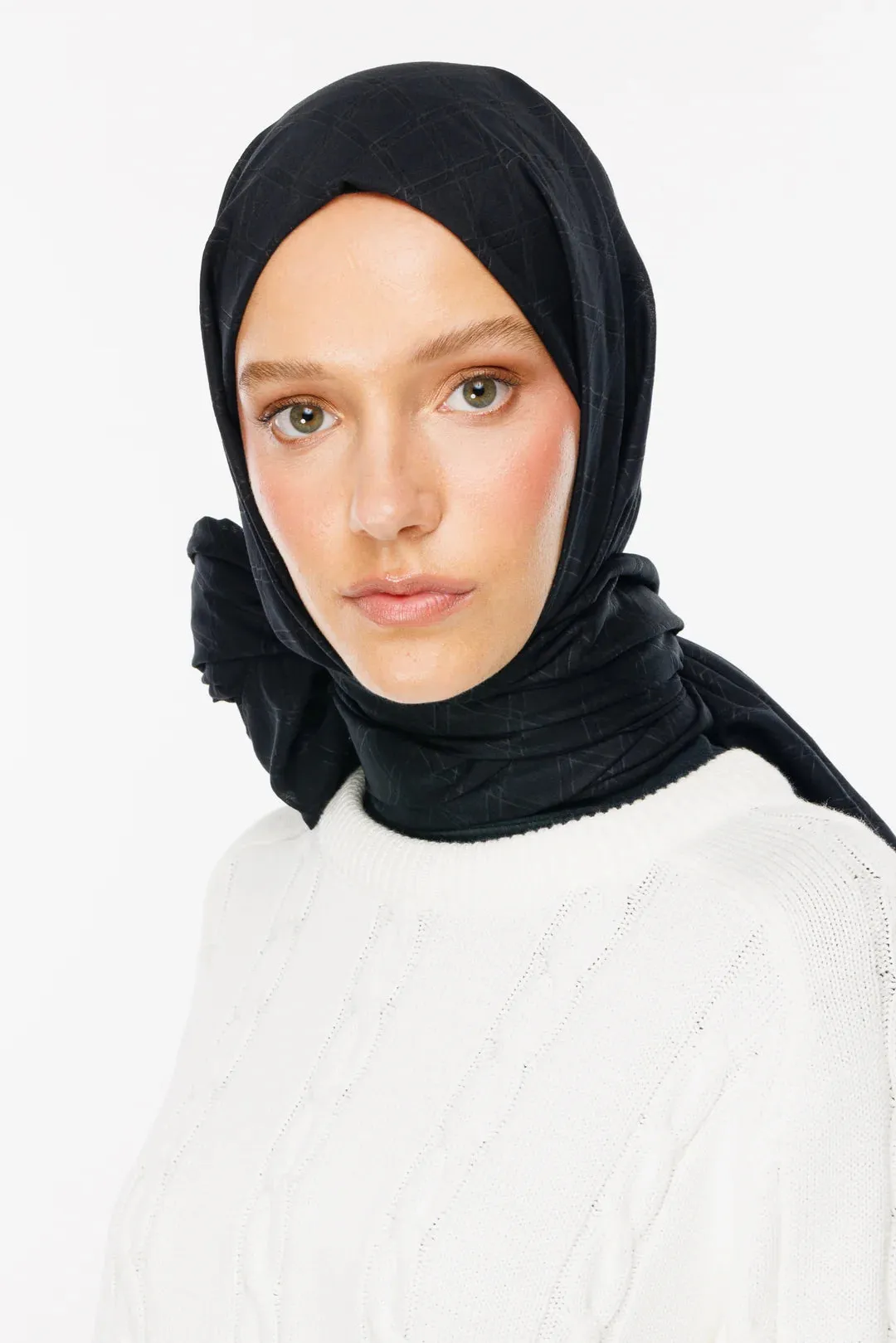 Black Bamboo Jacquard Hijab