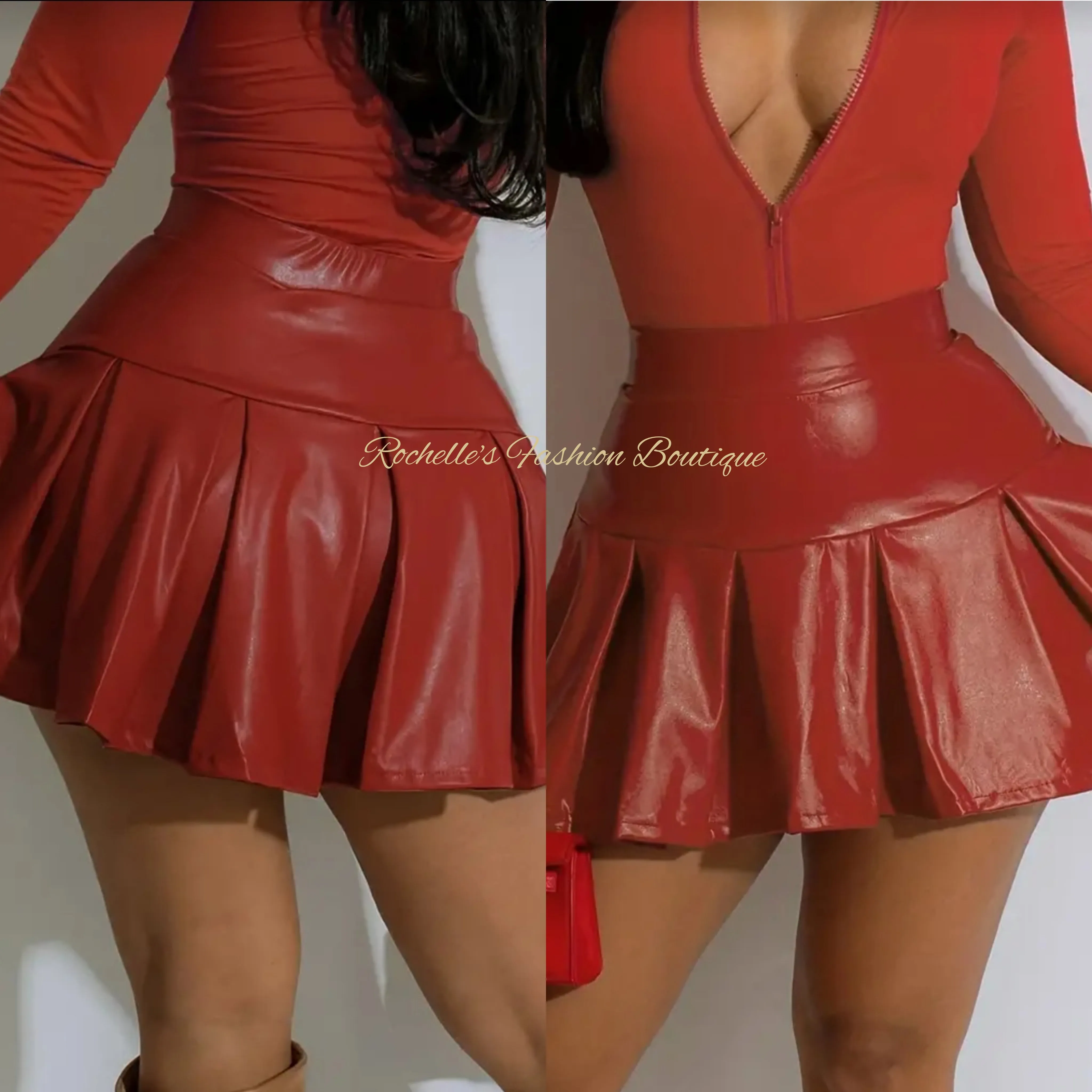 Black Leather Ruffle Skirt