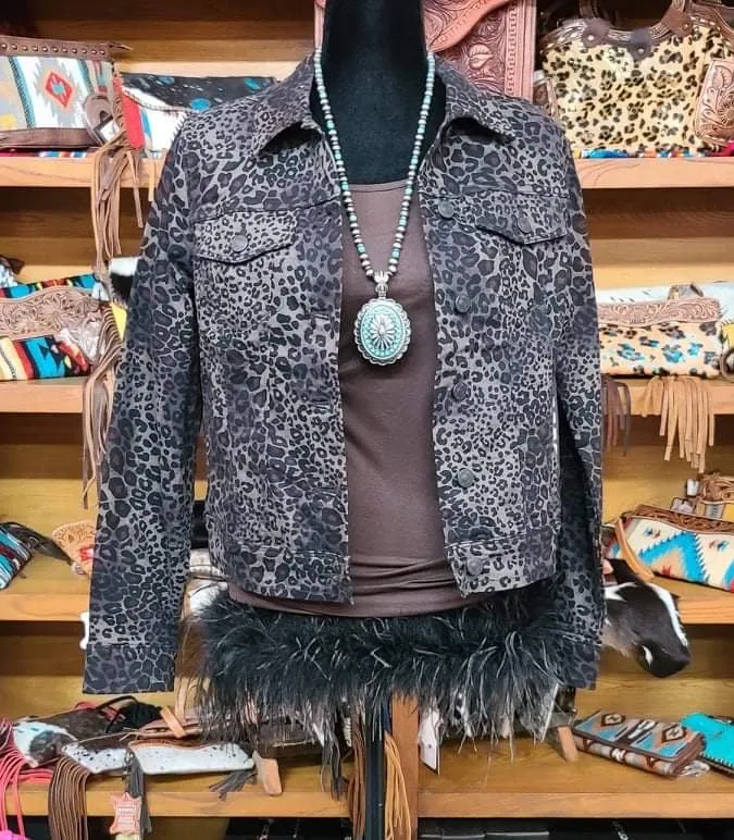 BLACK LEOPARD DENIM JACKET
