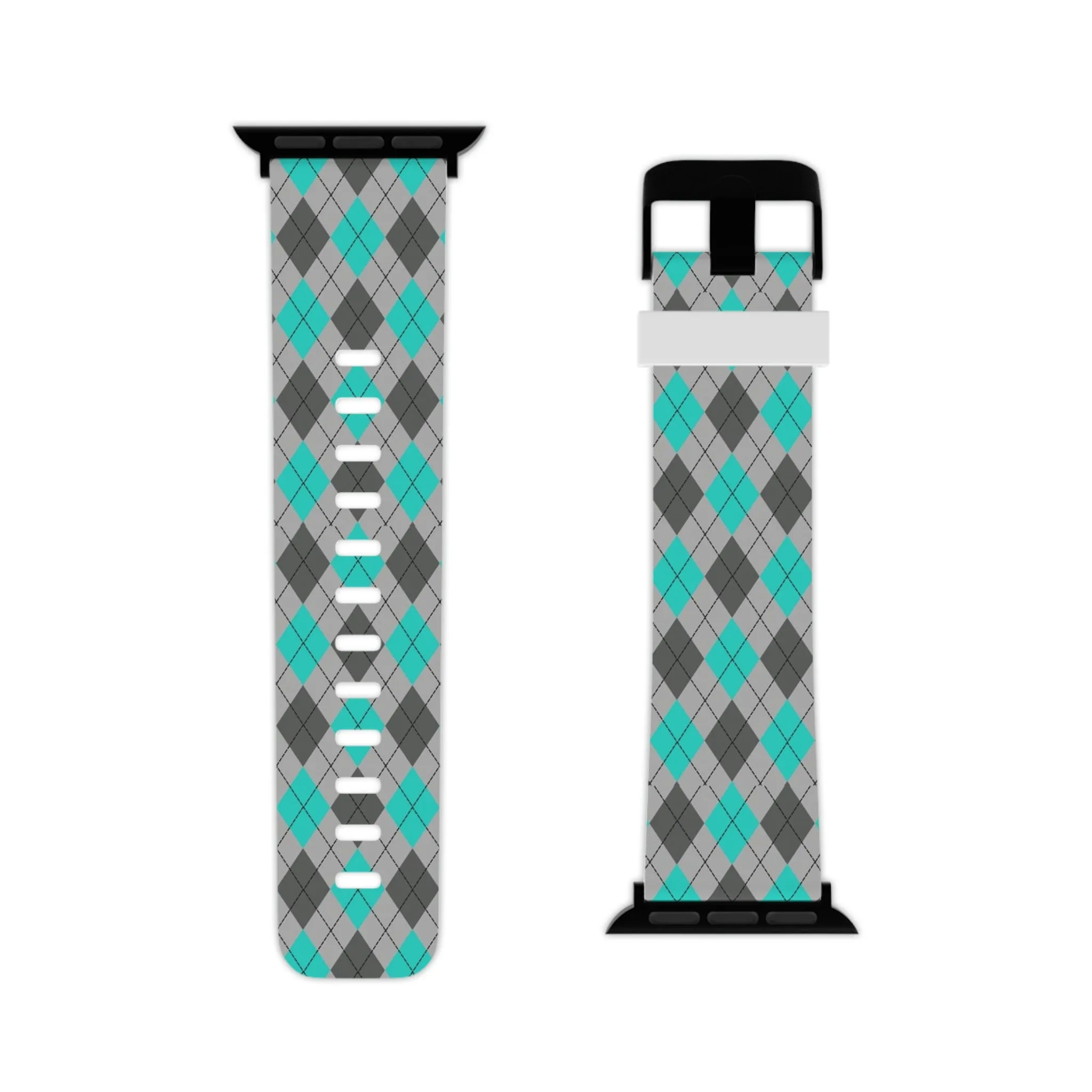 Blue and Gray Argyle Thermo Elastomer Watch Band for Apple Watch