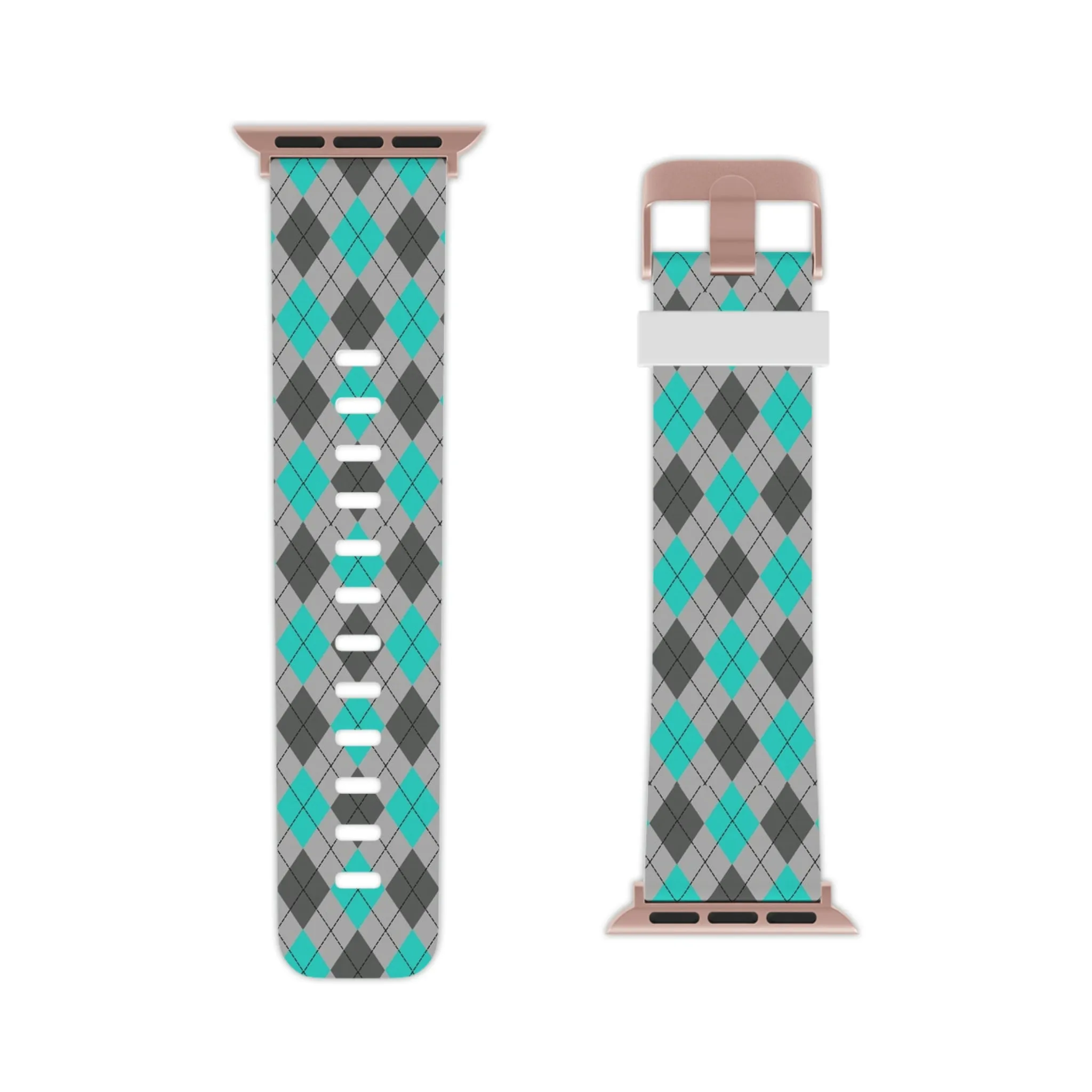 Blue and Gray Argyle Thermo Elastomer Watch Band for Apple Watch