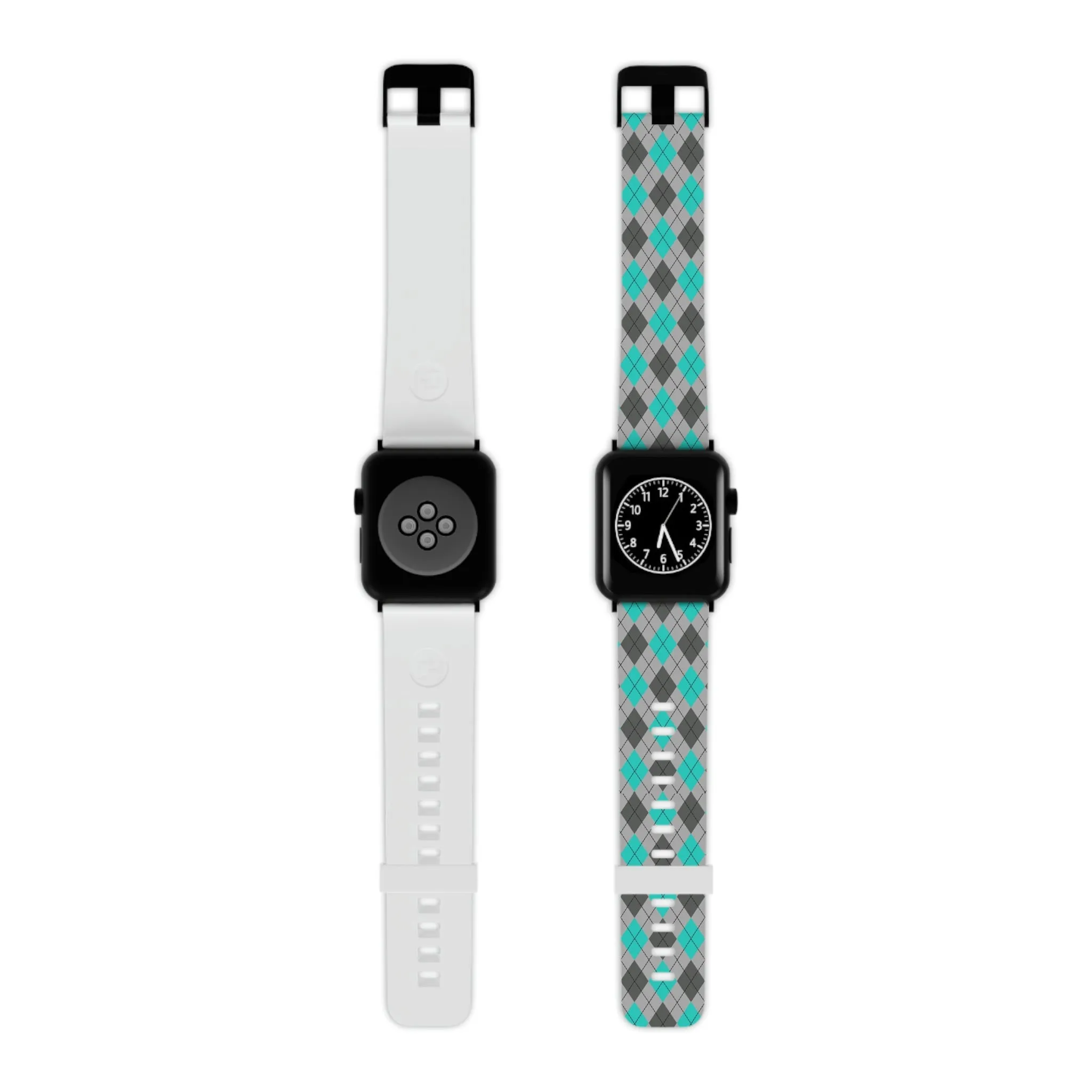 Blue and Gray Argyle Thermo Elastomer Watch Band for Apple Watch