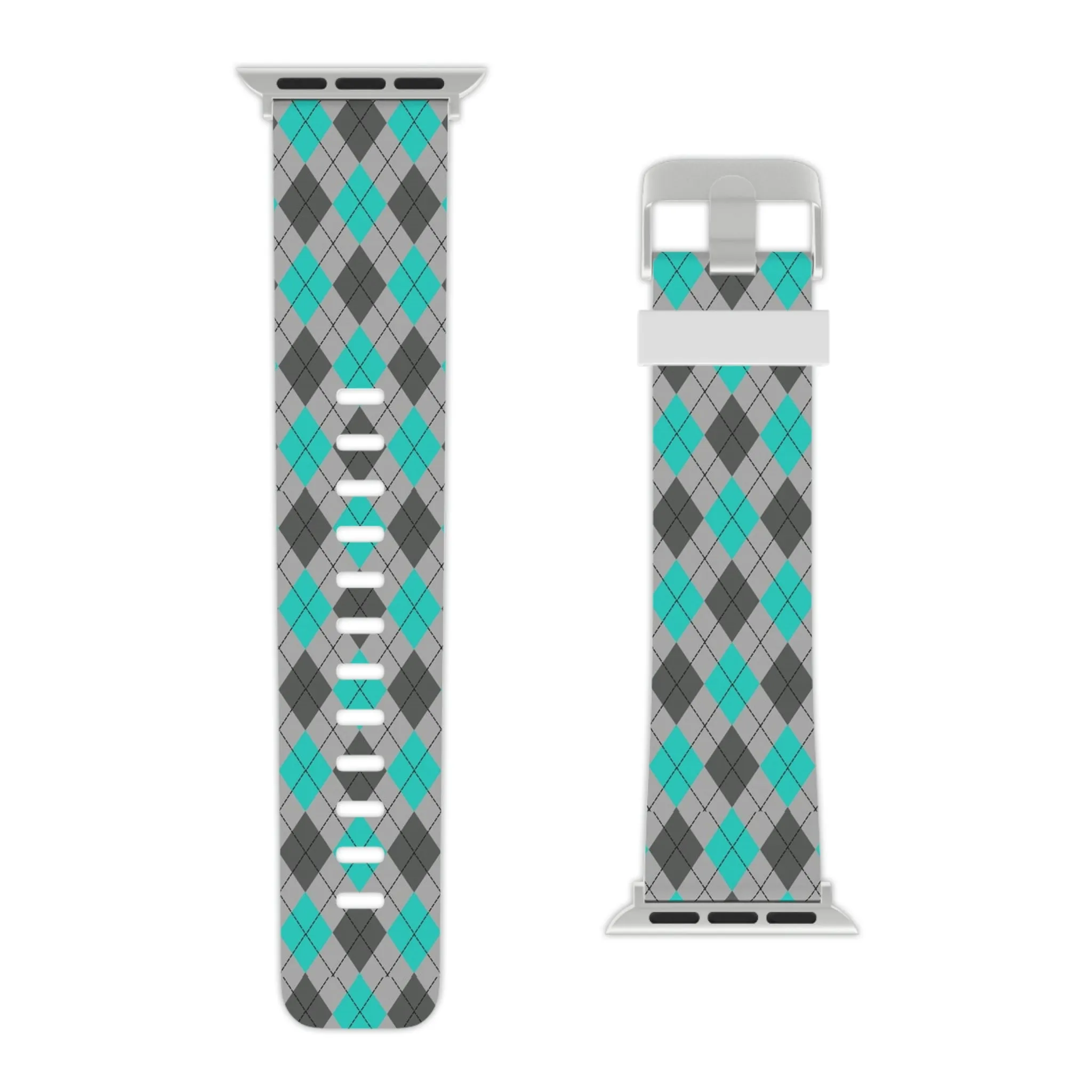 Blue and Gray Argyle Thermo Elastomer Watch Band for Apple Watch