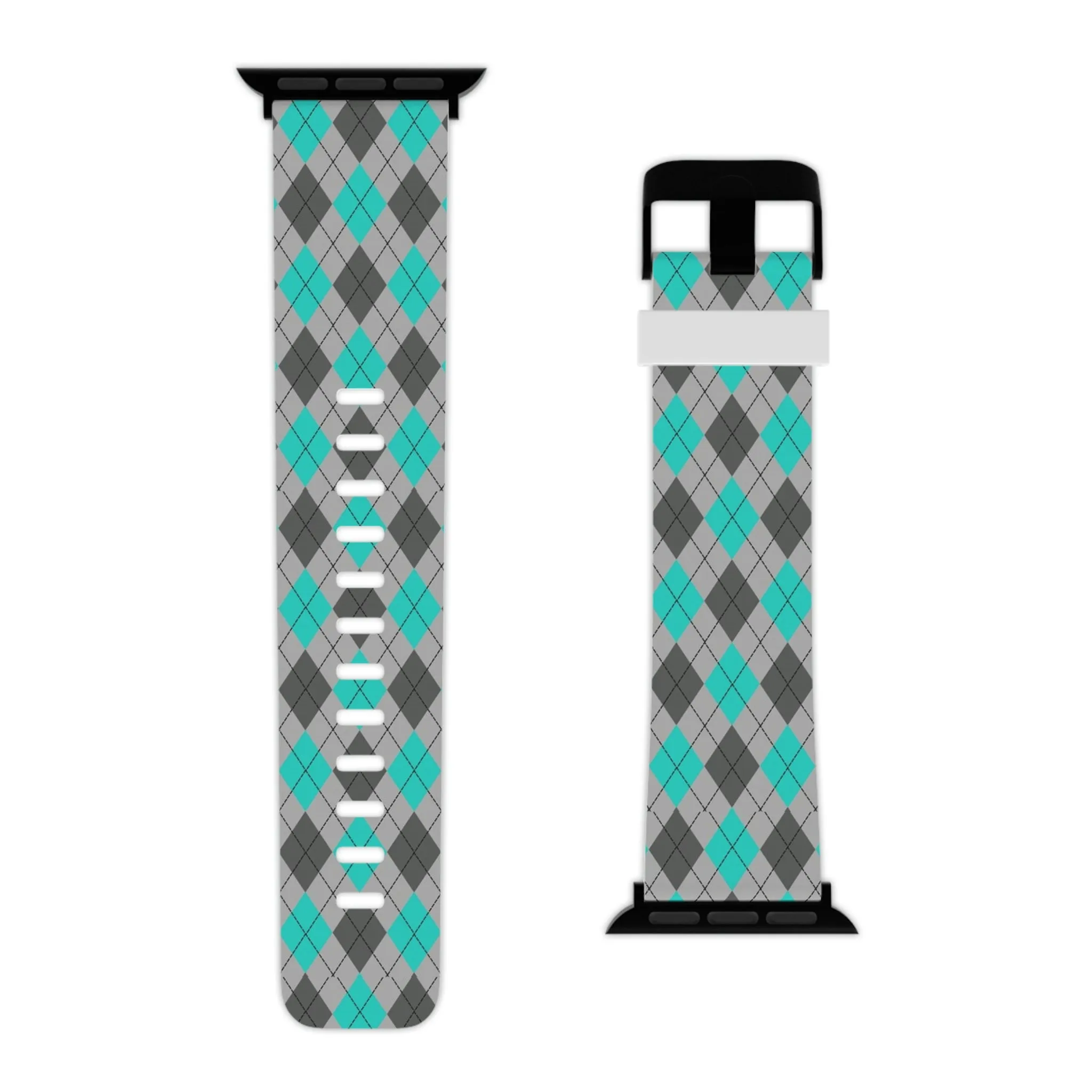 Blue and Gray Argyle Thermo Elastomer Watch Band for Apple Watch