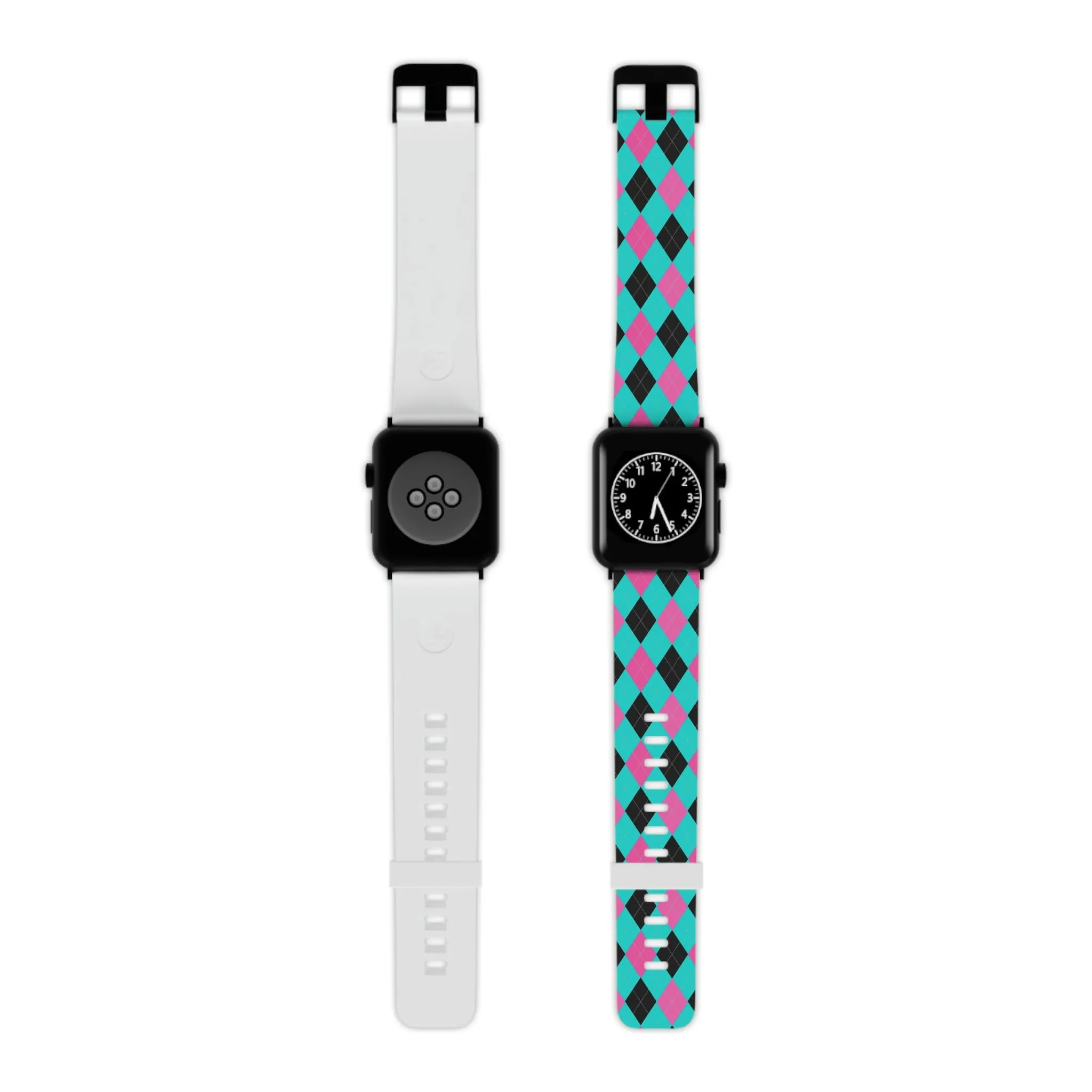 Blue and Pink Argyle Thermo Elastomer Watch Band for Apple Watch