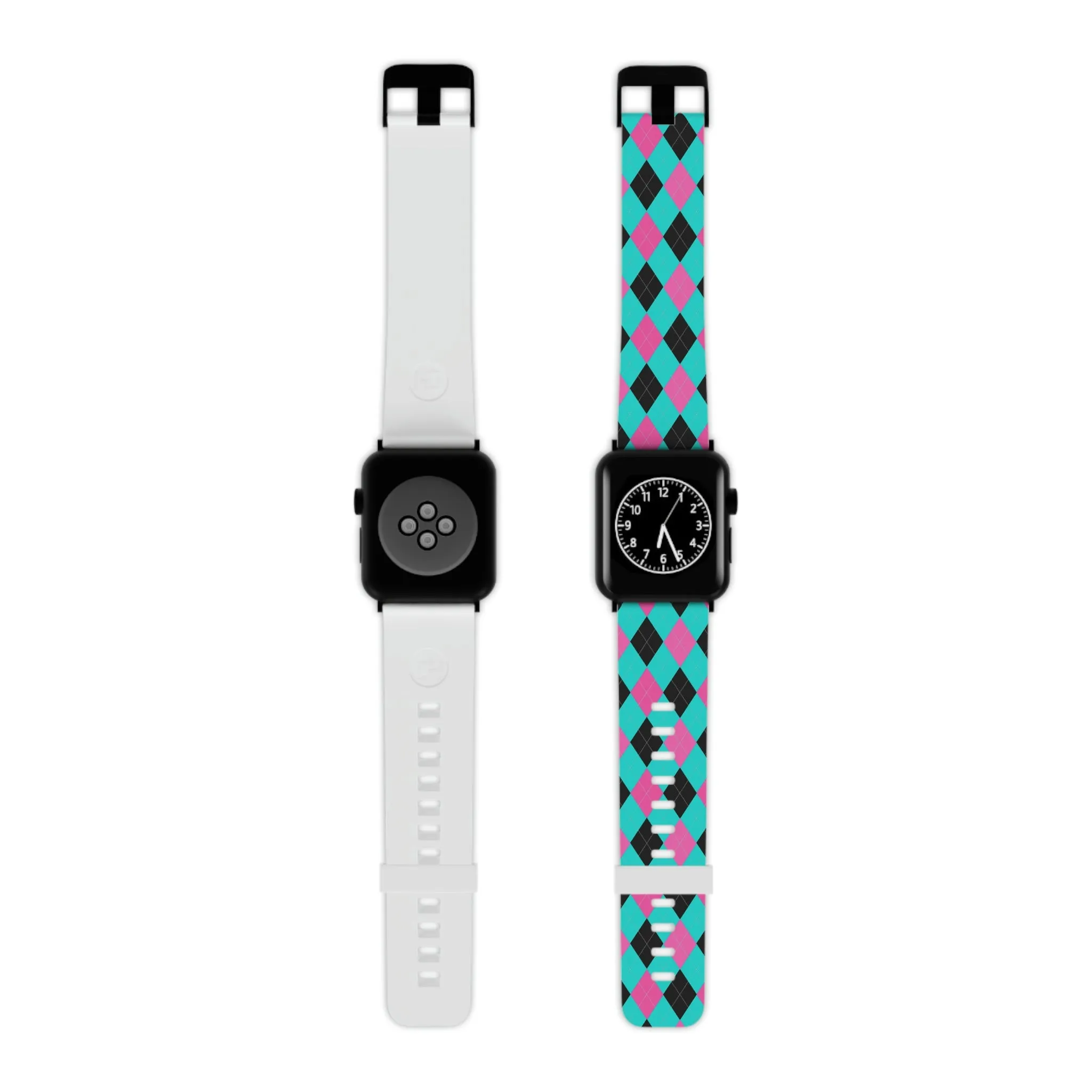 Blue and Pink Argyle Thermo Elastomer Watch Band for Apple Watch