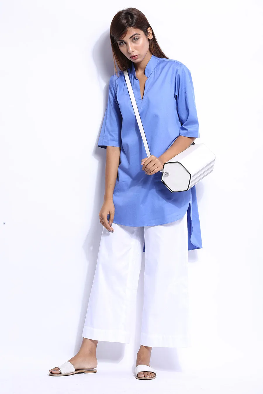 Blue High-Low Tunic Top