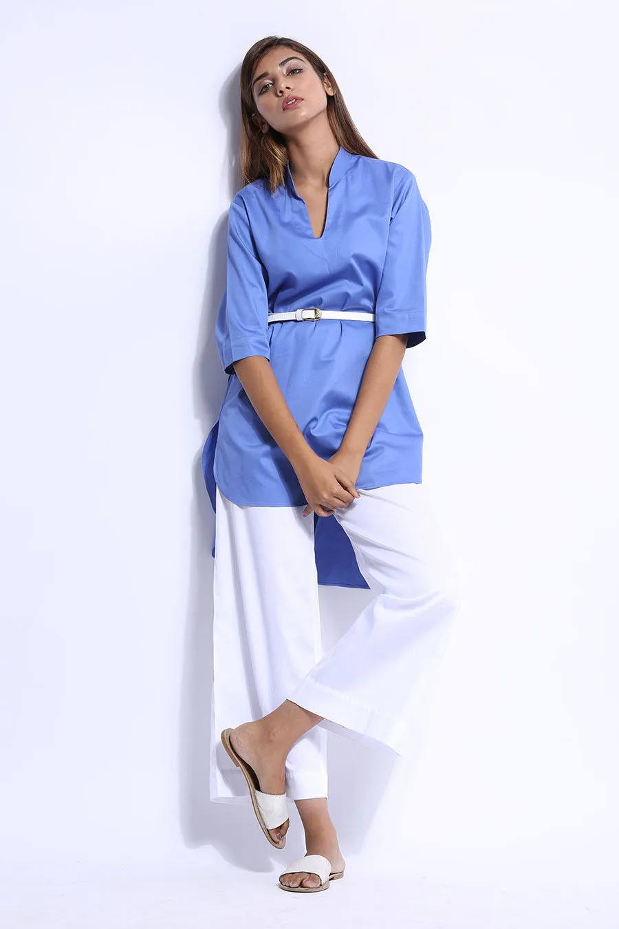 Blue High-Low Tunic Top